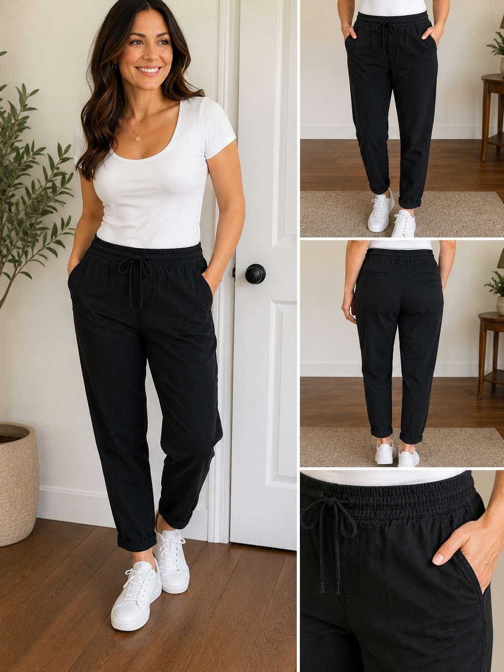 Old Navy Women's Black Pull-On Tapered Ankle Pants – Size Medium